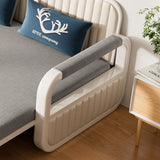 Cotton Linen Two-Seater Sofa Bed with Storage & Square Arms in Light Gray, Dark Gray, Blue