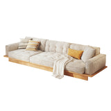 Velvet Modular Sofa with Built-in Storage Drawer & Solid Wooden Frame - Beige