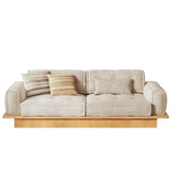 Velvet Modular Sofa with Built-in Storage Drawer & Solid Wooden Frame - Beige