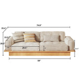 Velvet Modular Sofa with Built-in Storage Drawer & Solid Wooden Frame - Beige