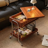 WEHOMZ Solid Wood & Stainless Steel Versatile Coffee Table and Mini Dining Table with Storage