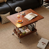 WEHOMZ Solid Wood & Stainless Steel Versatile Coffee Table and Mini Dining Table with Storage