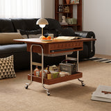 WEHOMZ Solid Wood & Stainless Steel Versatile Coffee Table and Mini Dining Table with Storage