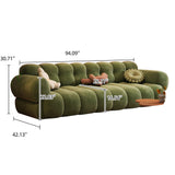 Vintage Marshmallow Sofa in Velvet - Green, Brown & White Tufted Back Design with Comfortable Foam Fill