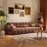 Vintage Marshmallow Sofa in Velvet - Green, Brown & White Tufted Back Design with Comfortable Foam Fill