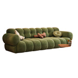 Vintage Marshmallow Sofa in Velvet - Green, Brown & White Tufted Back Design with Comfortable Foam Fill