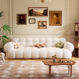 Vintage Marshmallow Sofa in Velvet - Green, Brown & White Tufted Back Design with Comfortable Foam Fill