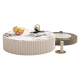 Modern Nesting Coffee Table Set 3-Piece, White & Grey with Stone Top & Storage