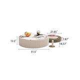 Modern Nesting Coffee Table Set 3-Piece, White & Grey with Stone Top & Storage