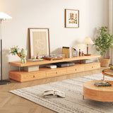 Modern Wood Media Center TV Stand with 4 Drawers & Shelves in Burlywood