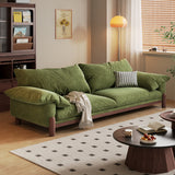 WEHOMZ Wooden Three-Seater Sofa with Armrests – Comfortable, Stylish & Durable in Faux Cotton-Linen or Velvet