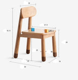Oak, Beech Solid Wood Kids Small Chair.
