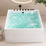 59.1″ freestanding soaking bathtub - Four-sided skirt Off White faucet