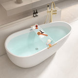 A modern acrylic bathtub displayed in a stylish bathroom setting.