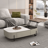 Modern 47" White Super Crystal Coffee Table - Multifunctional Rectangle Design with Iron-MDF Block Base