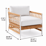 Ropipe Woven Rope Outdoor Armchair Accent Chair with White Polyester Cushion