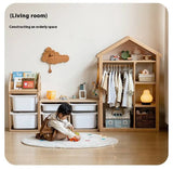 Poplar Solid Wood Kids Toy Storage and Wardrobe