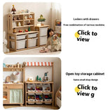 Poplar Solid Wood Kids Toy Storage and Wardrobe