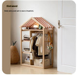 Poplar Solid Wood Kids Toy Storage and Wardrobe