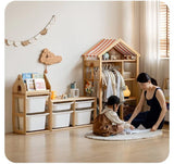 Poplar Solid Wood Kids Toy Storage and Wardrobe