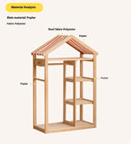 Poplar Solid Wood Kids Toy Storage and Wardrobe