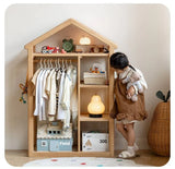 Poplar Solid Wood Kids Toy Storage and Wardrobe