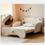 Birch Solid Wood Organic Leather Retractable Children's Bed
