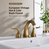 Three-Hole Basin Faucet with Slim Lever Handles, Vintage Kitchen Faucet