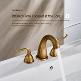 Three-Hole Basin Faucet with Slim Lever Handles, Vintage Kitchen Faucet