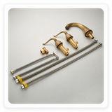 Three-Hole Basin Faucet with Slim Lever Handles, Vintage Kitchen Faucet
