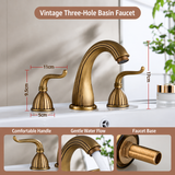 Three-Hole Basin Faucet with Slim Lever Handles, Vintage Kitchen Faucet