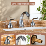 Three-Hole Basin Faucet with Slim Lever Handles, Vintage Kitchen Faucet