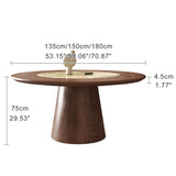 RINGCHEN Black Walnut Round Dining Table with Integrated Irish Green Stone Lazy Susan
