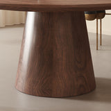 RINGCHEN Black Walnut Round Dining Table with Integrated Irish Green Stone Lazy Susan