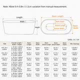 Diagram showing size specifications and dimensions for a piece of furniture