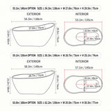 Dimensions of various furniture options with measurement lines and labels.