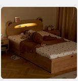 Oak, Beech solid wood Bear night light box bed<