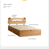 Oak, Beech solid wood Bear night light box bed<