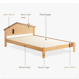 Beech, Poplar, Little House Kids Bed with 15min Delay Turning Off the Lights<