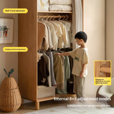 Beech Solid Wood Children's Curtain Wardrobe