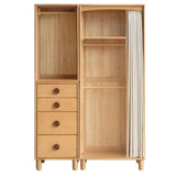 Beech Solid Wood Children's Curtain Wardrobe