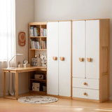 Oak Solid Wood Children's Study Desk, Bookshelf, Wardrobe