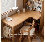 Oak Solid Wood Children's Study Desk, Bookshelf, Wardrobe