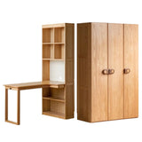 Oak Solid Wood Children's Study Desk, Bookshelf, Wardrobe