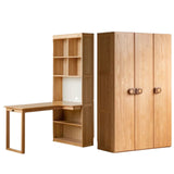 Oak Solid Wood Children's Study Desk, Bookshelf, Wardrobe