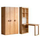 Oak Solid Wood Children's Study Desk, Bookshelf, Wardrobe