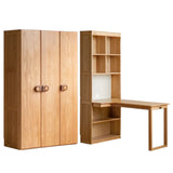 Oak Solid Wood Children's Study Desk, Bookshelf, Wardrobe