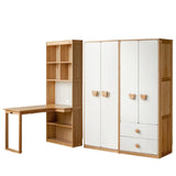 Oak Solid Wood Children's Study Desk, Bookshelf, Wardrobe