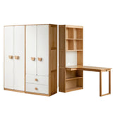 Oak Solid Wood Children's Study Desk, Bookshelf, Wardrobe