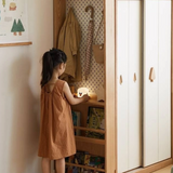 Solid Rubberwood Modern Kids Sliding Door Wardrobe